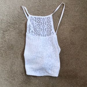 White lace crop top.